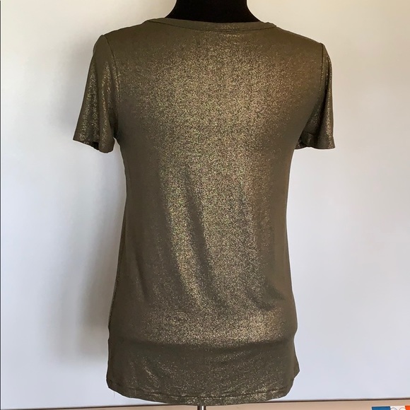 A.New.Day Gold Sheen Rayon Blend Stretch Womens Size S Green Pullover Dressy Top - Picture 5 of 8